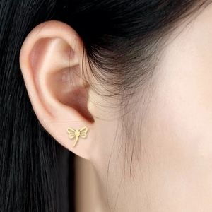 Dragonfly Stainless Steel Gold Plated Studs